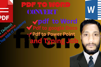 convert PDF to word, google docs, powerpoint, typing services