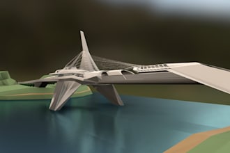 do photorealistic 3d bridge design, road, infrastructure with 3d rending