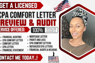 prepare and sign CPA certified financial statement, US CPA, audit, notary letter