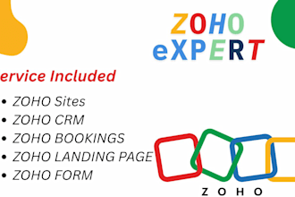 setup zoho website, zoho landing page, zoho CRM, commerce, bookings, zoho forms