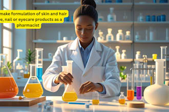 make formulation of skin and hair care, nail or eyecare products as a pharmacist