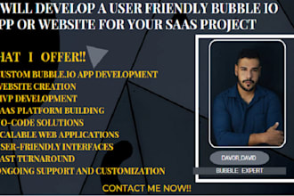 develop a user friendly bubble io app or website for your saas project