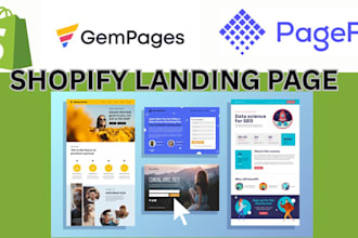 create shopify landing page design using pagefly or gempages