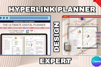 design hyperlinked planner etsy digital planner digital journal for etsy shop