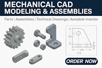 precise mechanical cad model, parts, assemblies, components for manufacturing