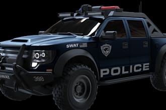 create 3d realistic fivem police truck,car interior,addons x,3d physics,rigging
