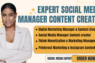 be expert social media manager content creator tiktok ig pinterest marketing