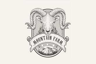 make professional vintage goat logo with copyright