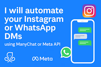 automate your instagram or whatsapp dms using manychat or meta API, whatsapp bot