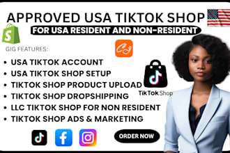 create usa llc tiktok account shop setup product upload marketing promotion