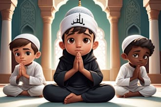 illustrate islamic children book, muslim storybook, muslim content book, KDP cov