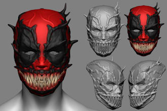 sculpt 3d head 3d mask 3d helmet 3d face cosplay oni mask model for printing