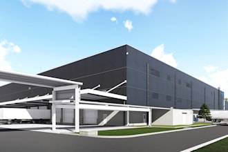 do 3d commercial warehouse exterior rendering design factory storage facilities