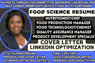 write ats food science, food engineer, nutritionist, food chemist, QA manager cv