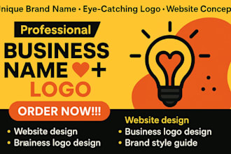 create catchy complete business name and professional eye catching website logo