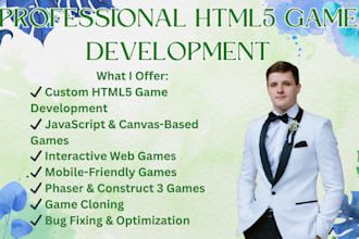 develop HTML5 game, javascript game, arcade game, interactive game, web game dev