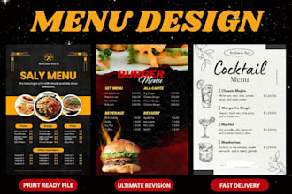 do professional restaurant, digital , food menu design