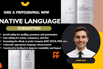 proofread, edit, and format your native language, novel, or manuscript