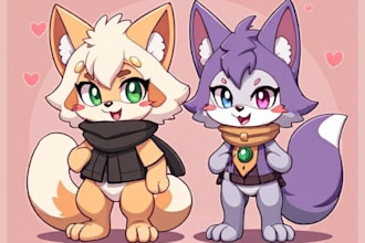 design furry anthro kemono and cartoon characters for comics or games