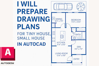 prepare drawing plan for tiny house, small house in autocad