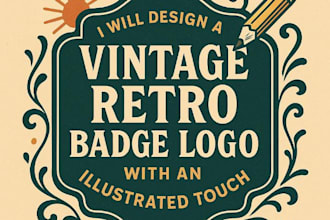 design a vintage retro badge logo with an illustrated touch