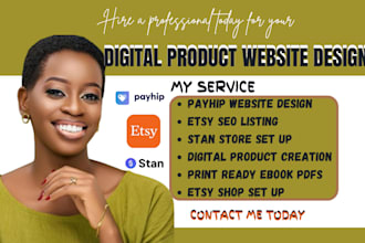 build payhip grumroad stan store website for digital product, pdf ebook for kdp