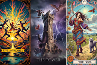 do custom tarot cards, oracle zodiac card game tarot reading card illustration