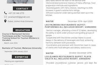 create a personalized  CV to help you get hired