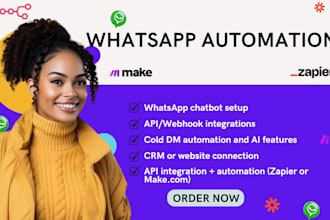 build whatsapp chatbot automation with API, ai, make, or zapier