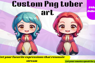 draw chibi png tuber vtuber pngtuber dnd oc anime art gif tuber waifu in 24hrs