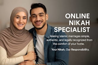serves as your licensed nikah officiant for your online marriage