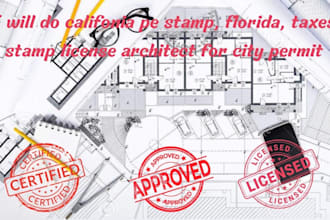 do california pe stamp, florida, texas stamp, license, architect for city permit