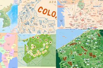 illustrate 3d isometric fantasy map vector map illustration cartography city map