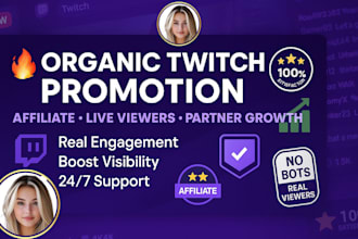 professional organic twitch promotion twitch viewers partner channel promotion