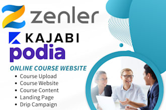 setup course website in new zenler, kajabi, gohighlevel,teachable or wordpress