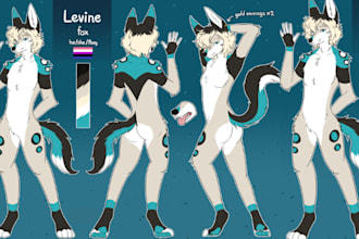 design ref sheet fursult furry character design anime art commission vtuber sfw