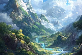 paint digital oil painting of any landscape