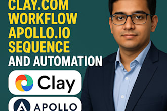 setup clay com workflow, apollo io sequence and automation