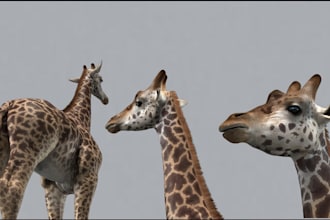 create realistic 3d animal model with fur, rigging and animations