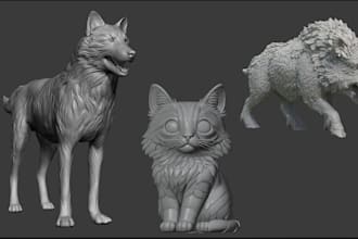 sculpt detailed 3d animal model for 3d printing and collectibles