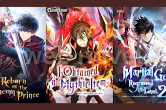 draw anime webtoon book cover design shonen web novel comic webcomic light novel