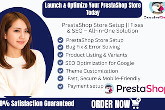 create prestashop online store,prestashop product listing, bug fix, rank SEO