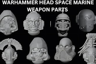 create custom space marine 40k  warhammer head weapon part stl for 3d printing