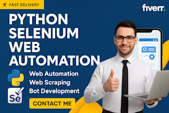 do real time web automation, web scraping, web task with selenium python bot