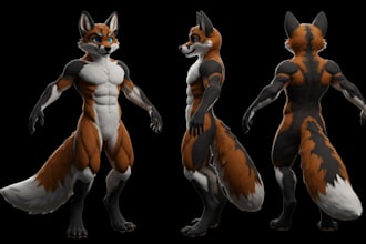 create furry vrchat avatar vr character fursona vtuber 3d nsfw model vseeface