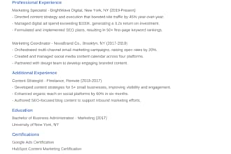 write a professional, ats optimized resume
