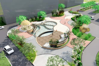 design a 3d garden, backyard, landscape, and pool layout
