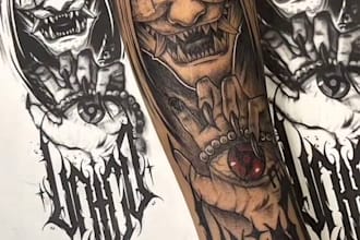 create unique custom tattoo design for you, sleeve tattoo