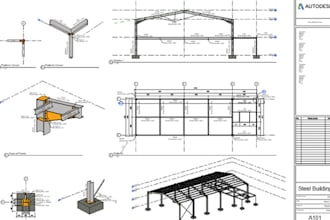 draft millwork technical shop drawings, steel structure