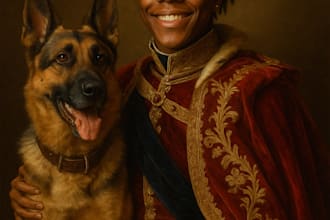create a custom space themed portrait of you and your pet